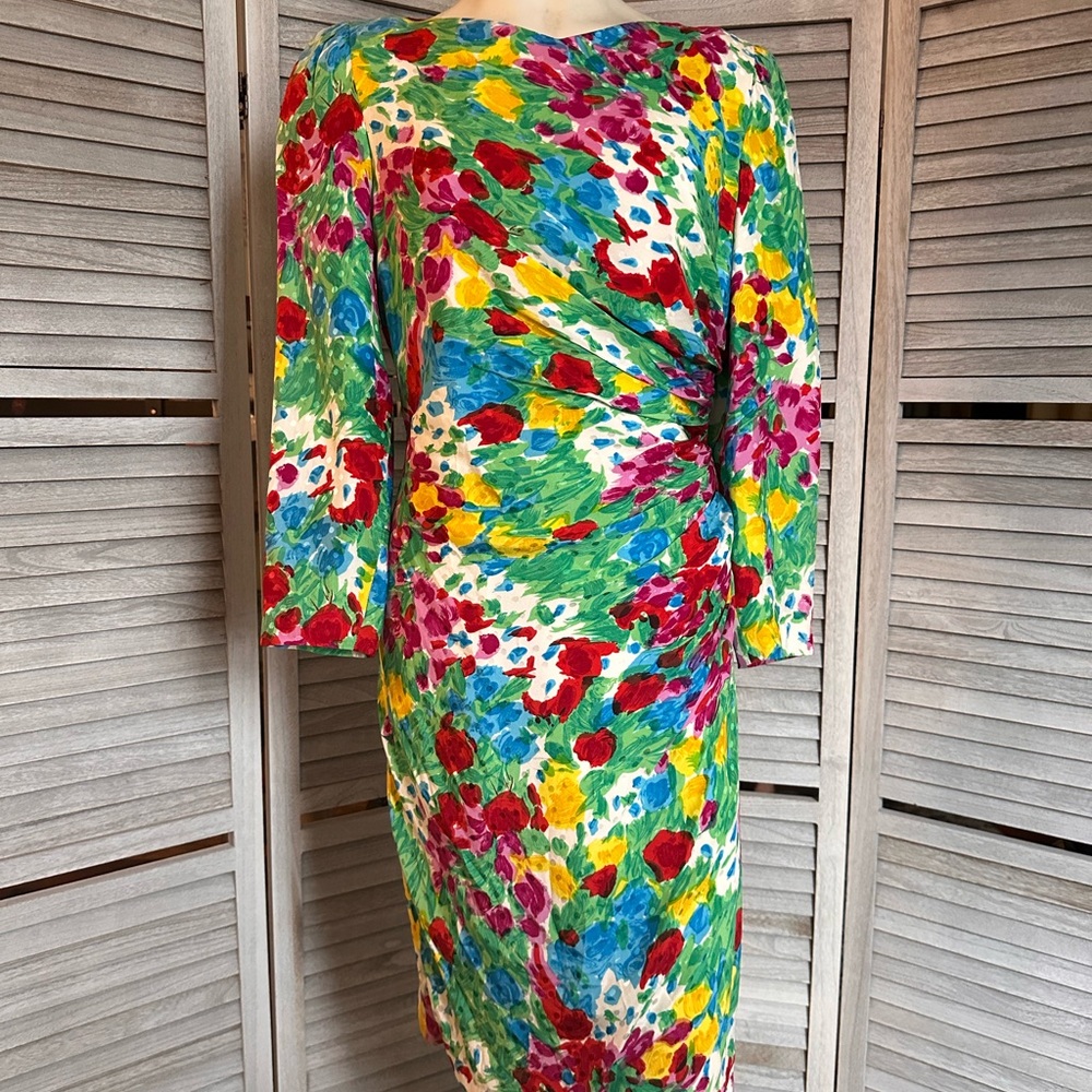 Vintage Carolina Herrera Silk Floral Dress